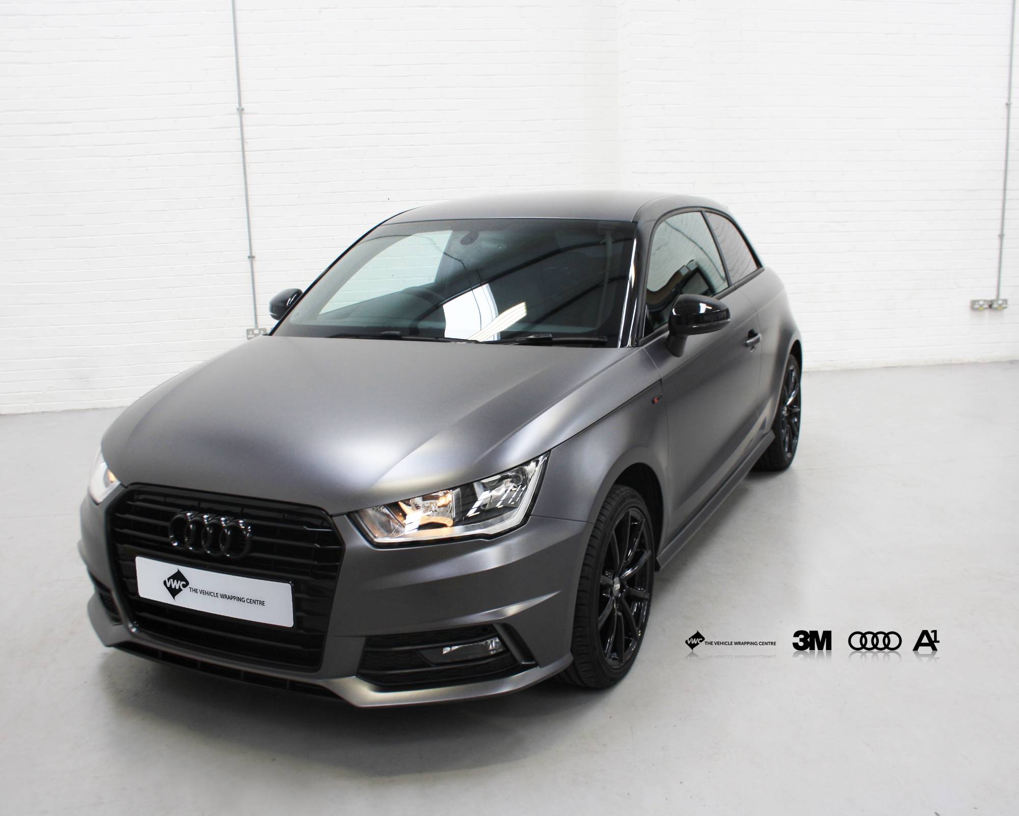 audi a1 3m satin dark grey personal vehicle wrap project light grey audi a1