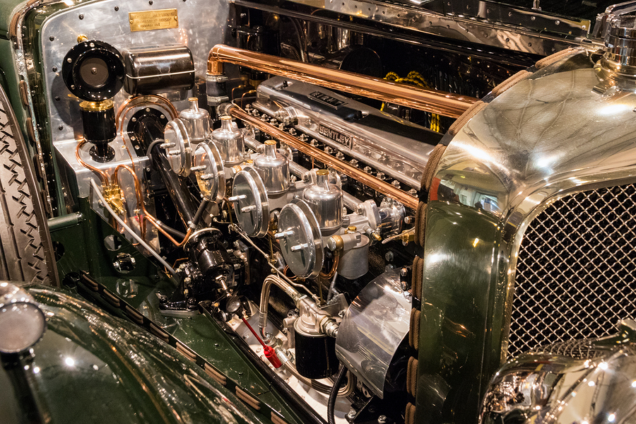  Vintage Bentley car engine in the Bentley 3-litre (Roadster) 1924/26 at the Techno Classica Essen Car Show.