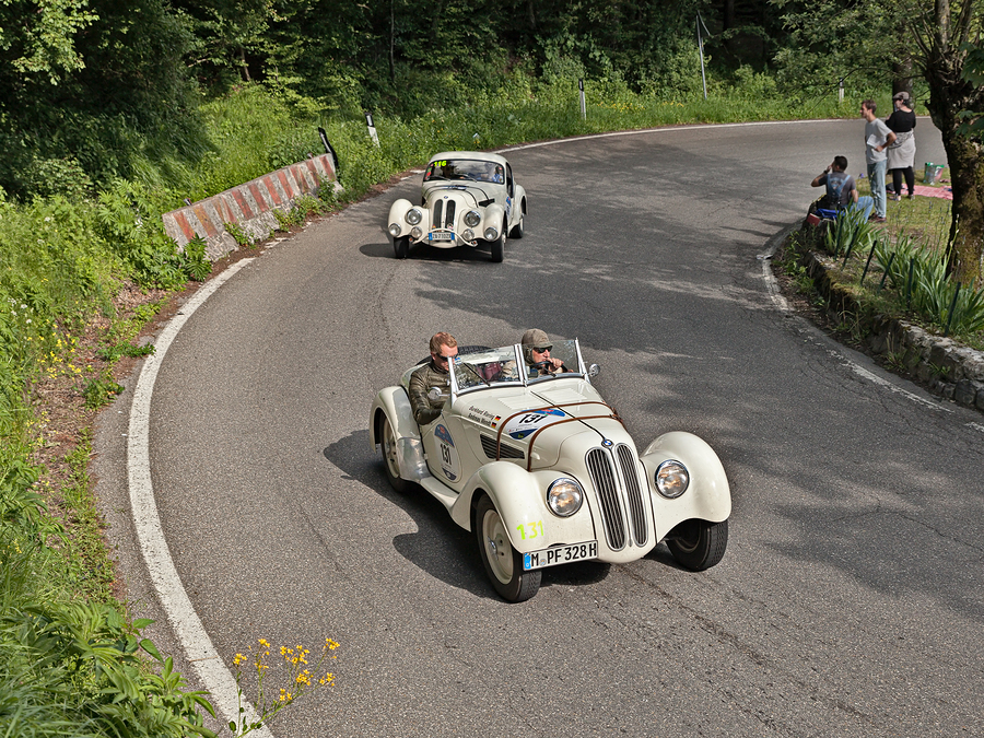 Classic cars at the Yorkshire Hill Climb.