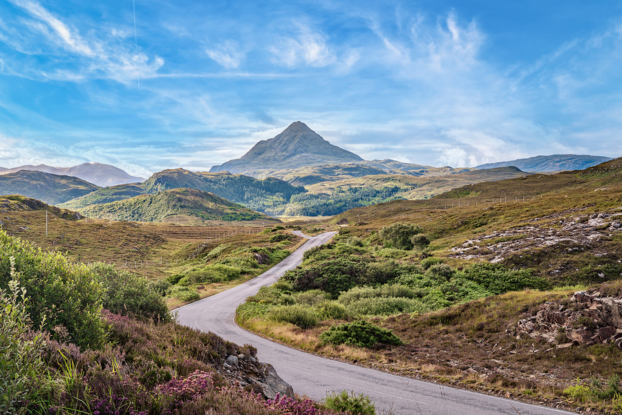 View of Ben Stack mountain peak from West, Scotland.