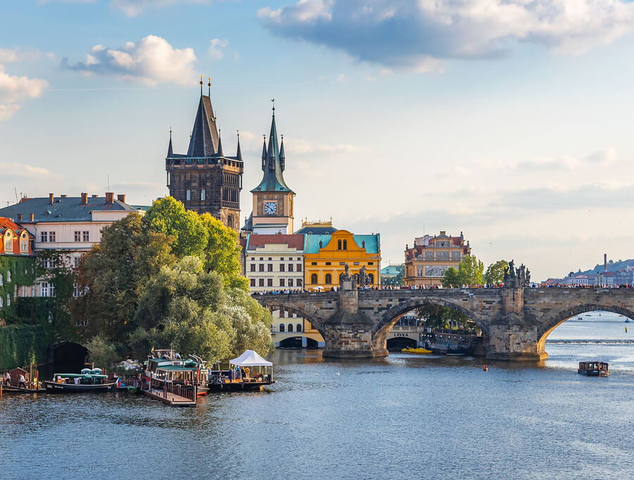 The Vltava River running through Prague.