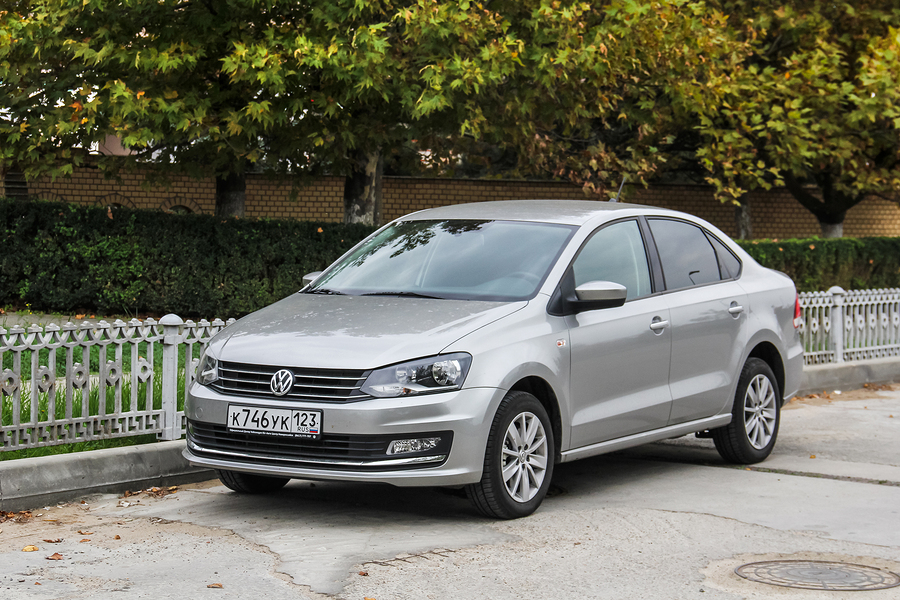 Volkswagen Polo in the city street.