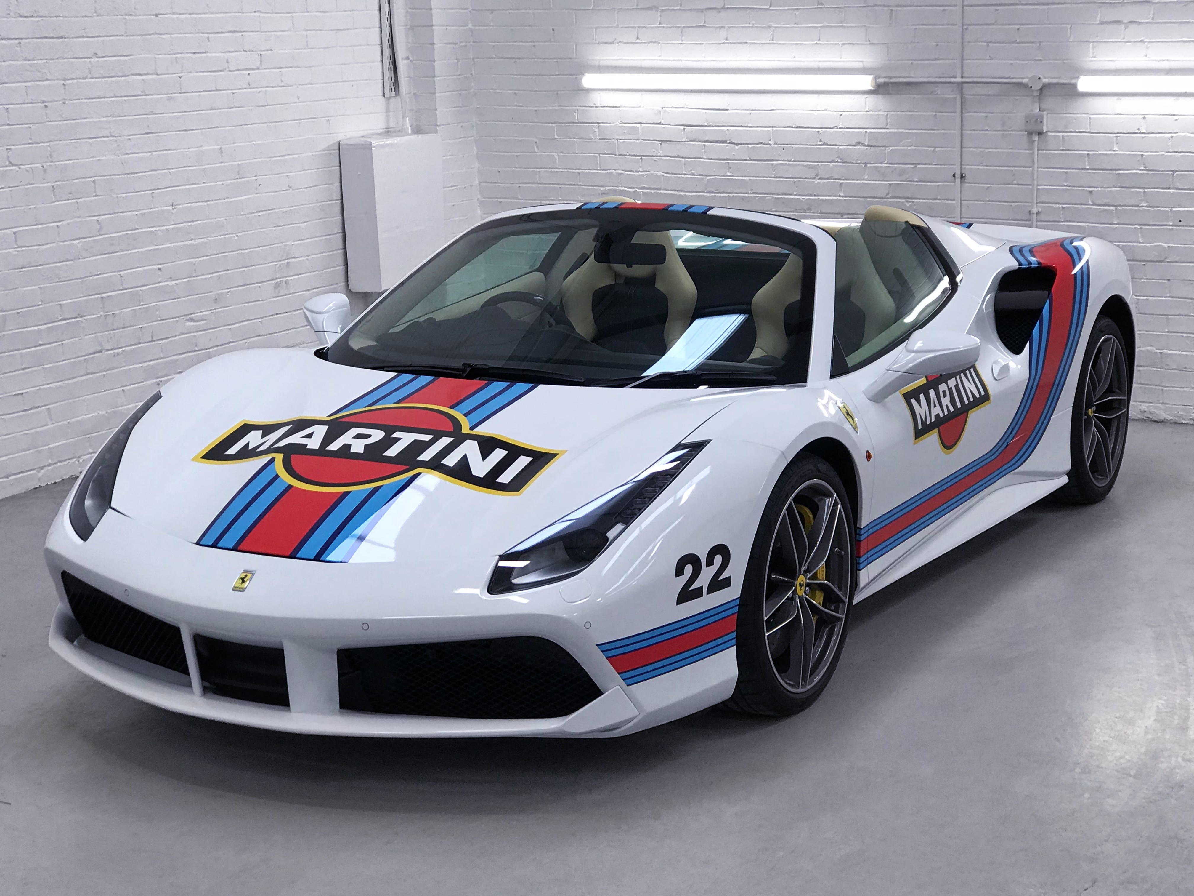 Ferrari 488 Spyder Martini Livery Personal Vehicle Wrap